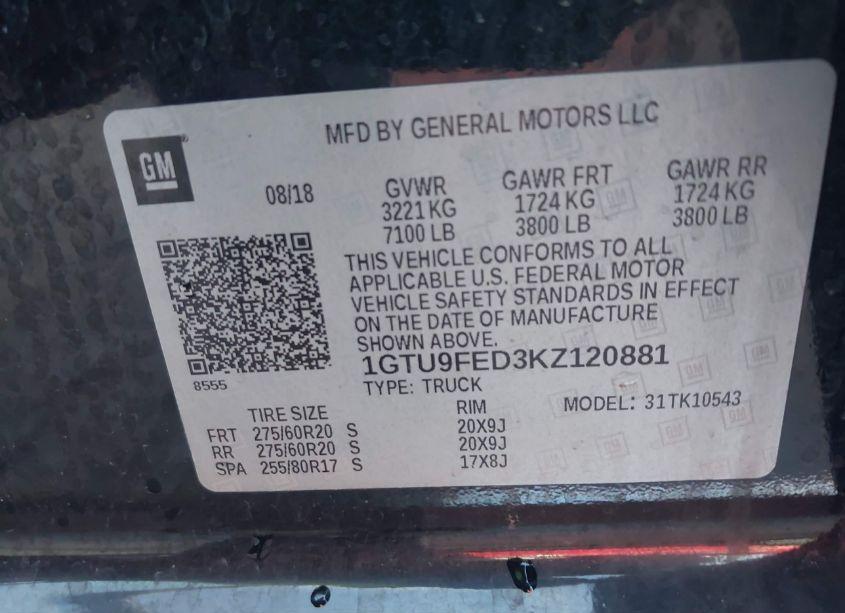 Photo 9 of 2019 Gmc Sierra 1500 DENALI (VIN 1GTU9FED3KZ120881)