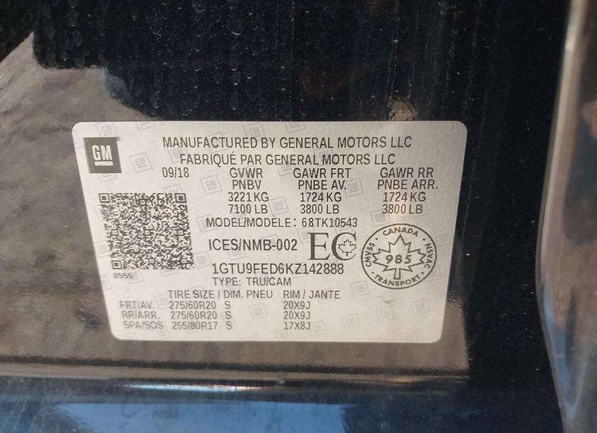 Photo 9 of 2019 Gmc Sierra 1500 DENALI (VIN 1GTU9FED6KZ142888)