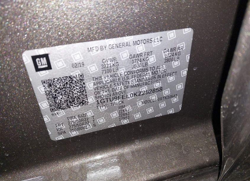 Photo 9 of 2019 Gmc Sierra 1500 DENALI (VIN 1GTU9FEL0KZ252858)