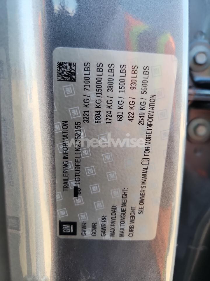 Photo 12 of 2019 GMC SIERRA K1500 DENALI (VIN 1GTU9FEL1KZ362155)