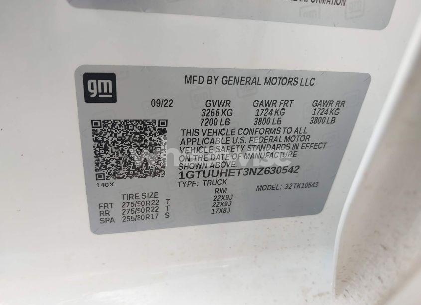 Photo 9 of 2022 Gmc Sierra 1500 4WD SHORT BOX DENALI ULTIMATE (VIN 1GTUUHET3NZ630542)