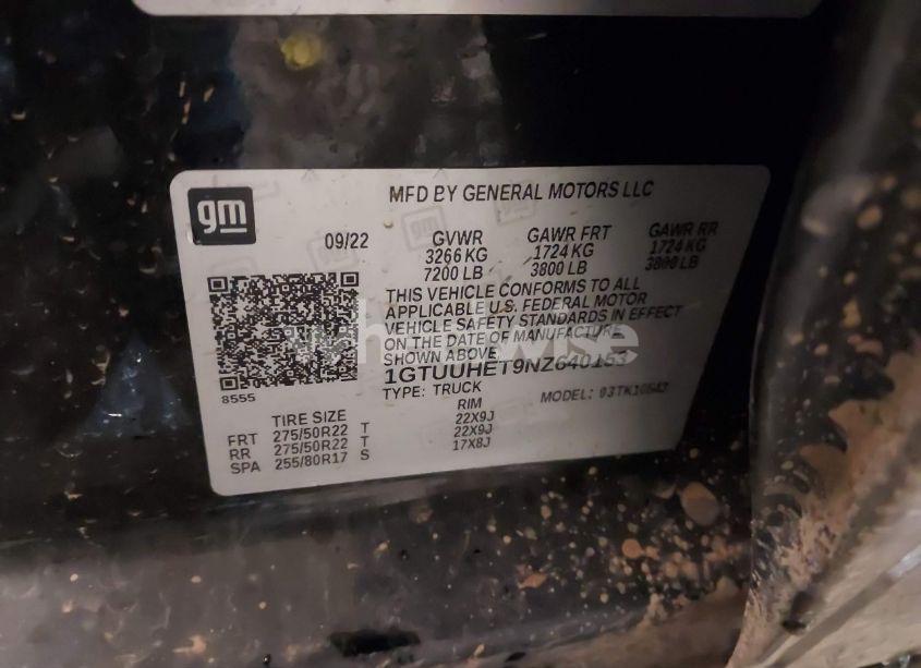 Photo 9 of 2022 Gmc Sierra 1500 4WD SHORT BOX DENALI ULTIMATE (VIN 1GTUUHET9NZ640153)