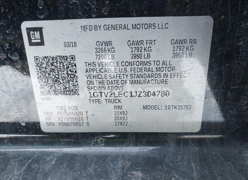 Photo 9 of 2018 Gmc Sierra 1500 (VIN 1GTV2LEC1JZ304780)