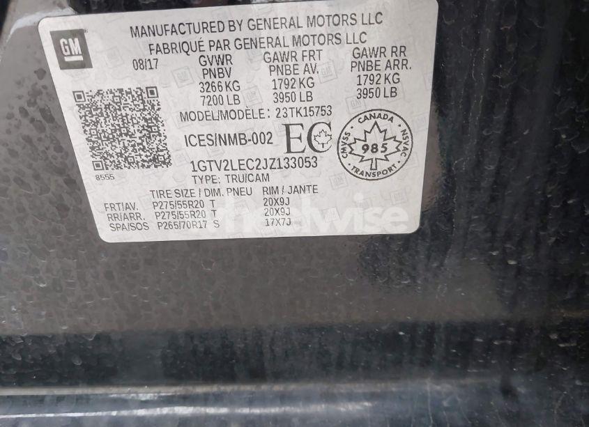 Photo 9 of 2018 Gmc Sierra 1500 (VIN 1GTV2LEC2JZ133053)