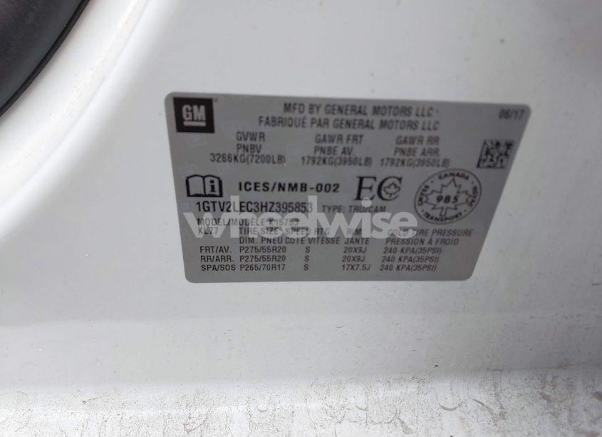 Photo 9 of 2017 Gmc Sierra 1500 (VIN 1GTV2LEC3HZ395853)