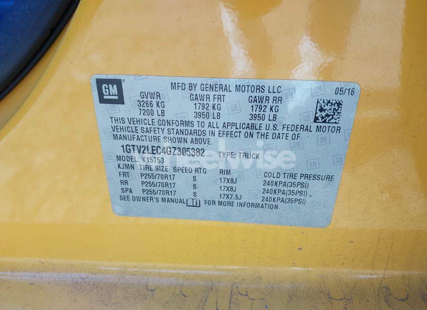 Photo 9 of 2016 Gmc Sierra 1500 (VIN 1GTV2LEC4GZ305382)