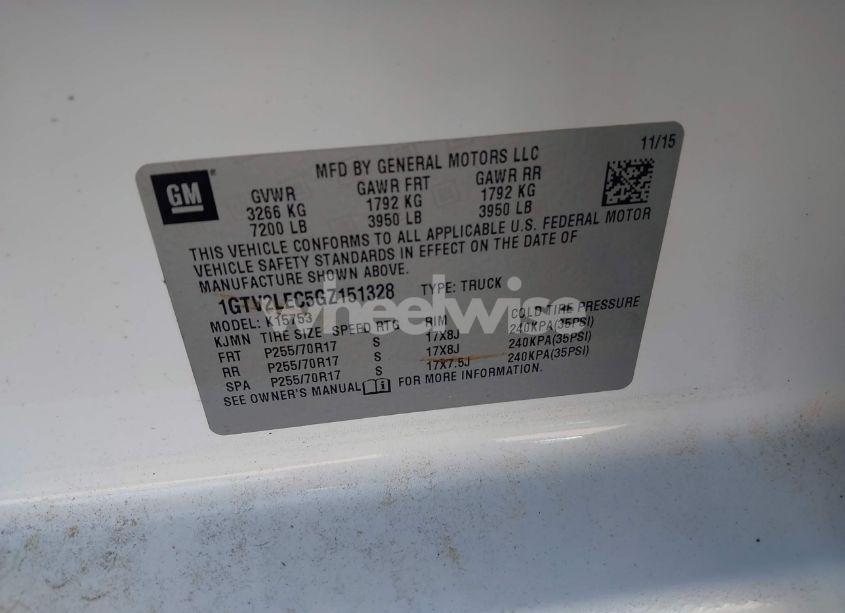 Photo 9 of 2016 Gmc Sierra 1500 (VIN 1GTV2LEC5GZ151328)