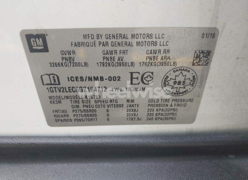 Photo 9 of 2016 Gmc Sierra 1500 (VIN 1GTV2LEC6GZ184712)