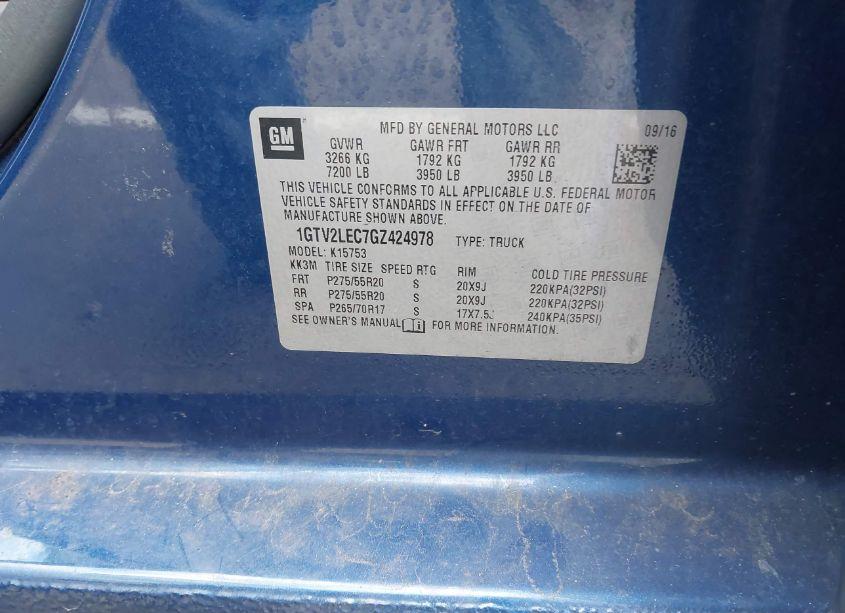 Photo 9 of 2016 Gmc Sierra 1500 (VIN 1GTV2LEC7GZ424978)