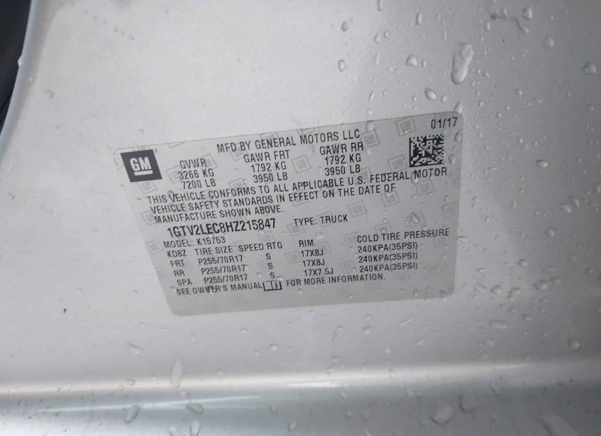 Photo 9 of 2017 Gmc Sierra 1500 (VIN 1GTV2LEC8HZ215847)