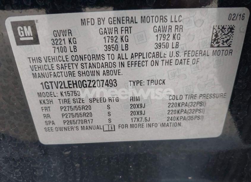 Photo 9 of 2016 Gmc Sierra 1500 (VIN 1GTV2LEH0GZ207493)