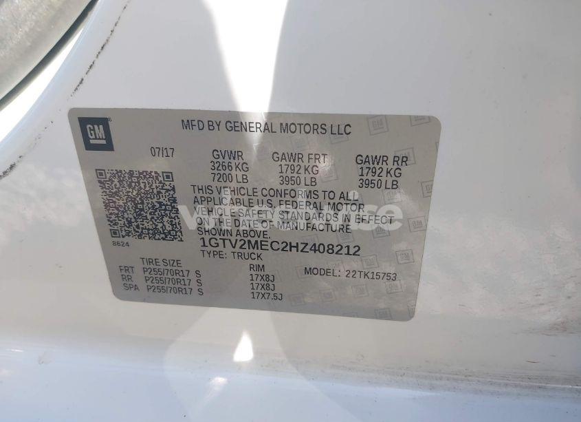 Photo 9 of 2017 Gmc Sierra 1500 SLE (VIN 1GTV2MEC2HZ408212)