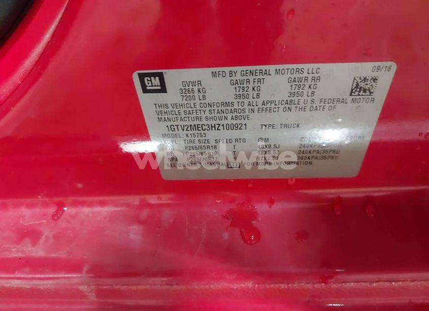 Photo 9 of 2017 Gmc Sierra 1500 SLE (VIN 1GTV2MEC3HZ100921)