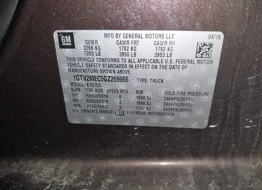 Photo 9 of 2016 Gmc Sierra 1500 SLE (VIN 1GTV2MEC5GZ269966)