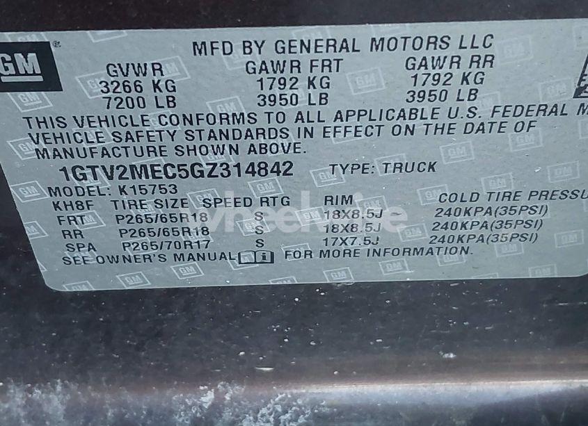 Photo 9 of 2016 Gmc Sierra 1500 SLE (VIN 1GTV2MEC5GZ314842)