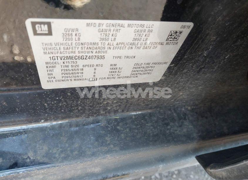 Photo 9 of 2016 Gmc Sierra 1500 SLE (VIN 1GTV2MEC6GZ407935)