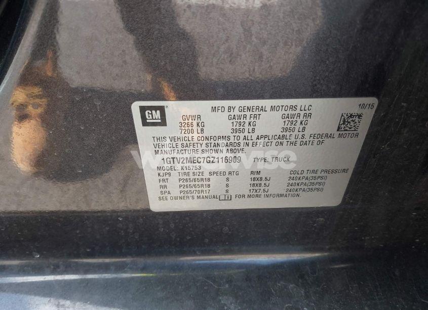 Photo 9 of 2016 Gmc Sierra 1500 SLE (VIN 1GTV2MEC7GZ116909)