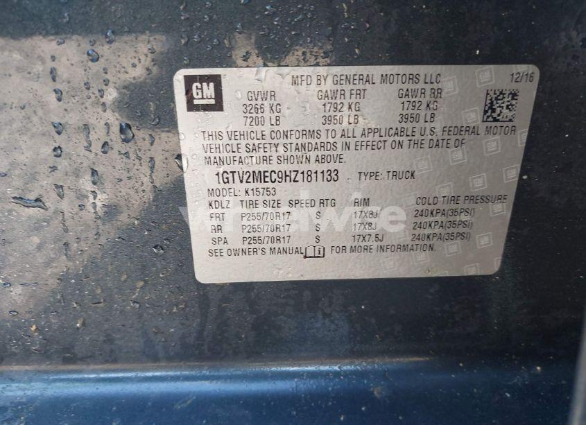 Photo 9 of 2017 Gmc Sierra 1500 SLE (VIN 1GTV2MEC9HZ181133)