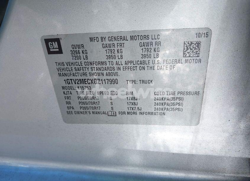 Photo 9 of 2016 Gmc Sierra 1500 SLE (VIN 1GTV2MECXGZ117990)