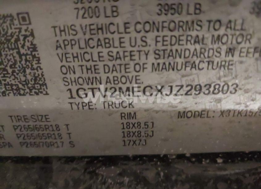 Photo 9 of 2018 Gmc Sierra 1500 SLE (VIN 1GTV2MECXJZ293803)