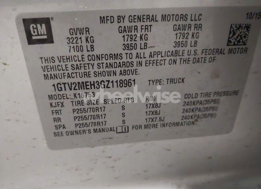 Photo 9 of 2016 Gmc Sierra 1500 SLE (VIN 1GTV2MEH3GZ118961)