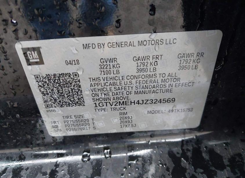 Photo 9 of 2018 Gmc Sierra 1500 SLE (VIN 1GTV2MEH4JZ324569)