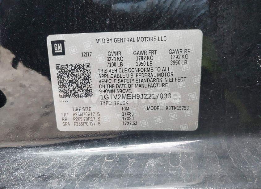 Photo 9 of 2018 Gmc Sierra 1500 SLE (VIN 1GTV2MEH9JZ217033)