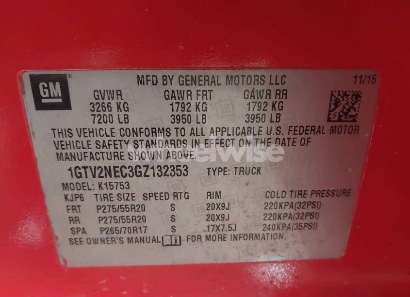 Photo 9 of 2016 Gmc Sierra 1500 SLT (VIN 1GTV2NEC3GZ132353)