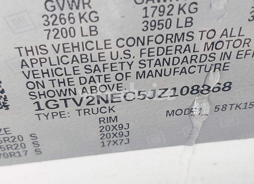 Photo 9 of 2018 Gmc Sierra 1500 SLT (VIN 1GTV2NEC5JZ108868)