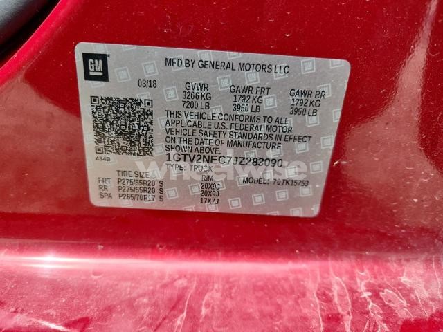 Photo 10 of 2018 GMC SIERRA K1500 SLT (VIN 1GTV2NEC7JZ283090)