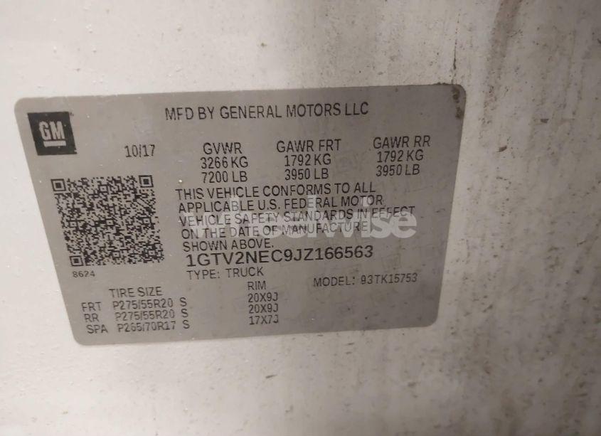 Photo 9 of 2018 Gmc Sierra 1500 SLT (VIN 1GTV2NEC9JZ166563)