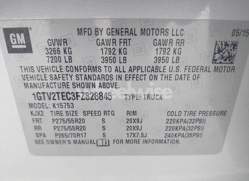 Photo 9 of 2015 Gmc Sierra 1500 (VIN 1GTV2TEC3FZ328845)