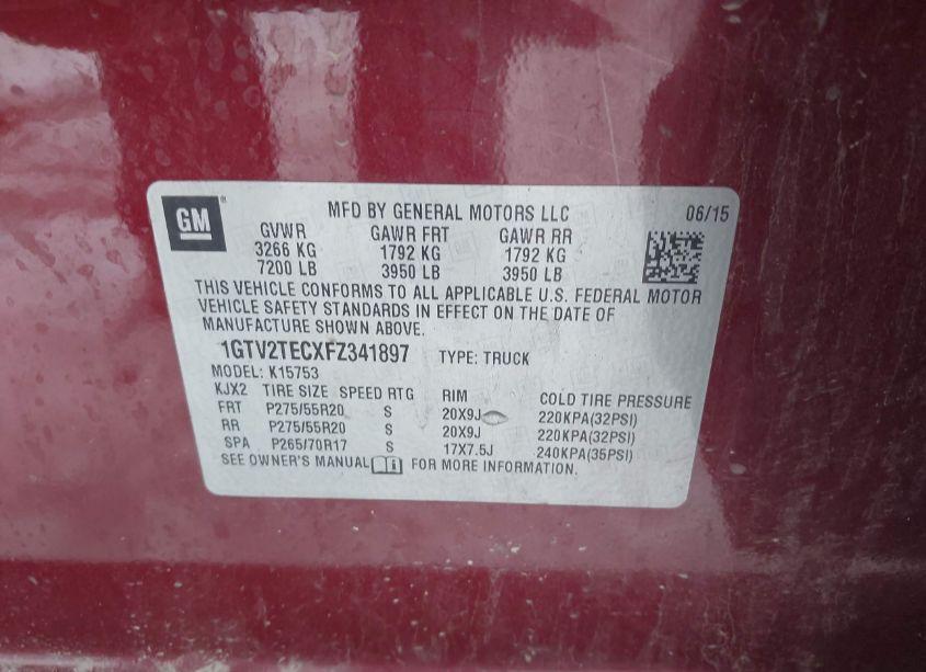 Photo 9 of 2015 Gmc Sierra 1500 (VIN 1GTV2TECXFZ341897)