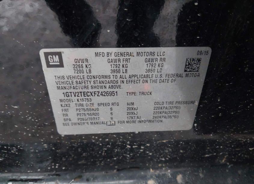 Photo 9 of 2015 Gmc Sierra 1500 (VIN 1GTV2TECXFZ426951)