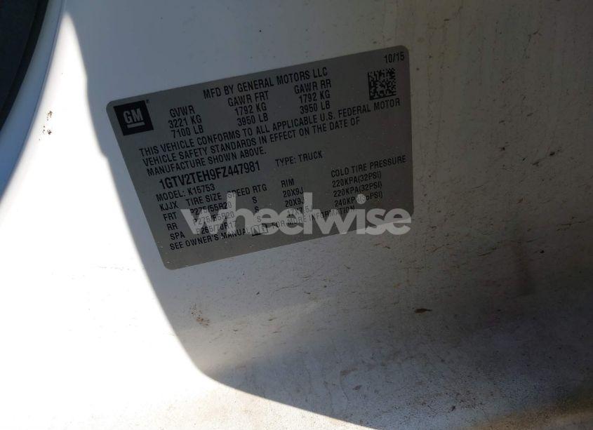 Photo 9 of 2015 Gmc Sierra 1500 (VIN 1GTV2TEH9FZ447981)