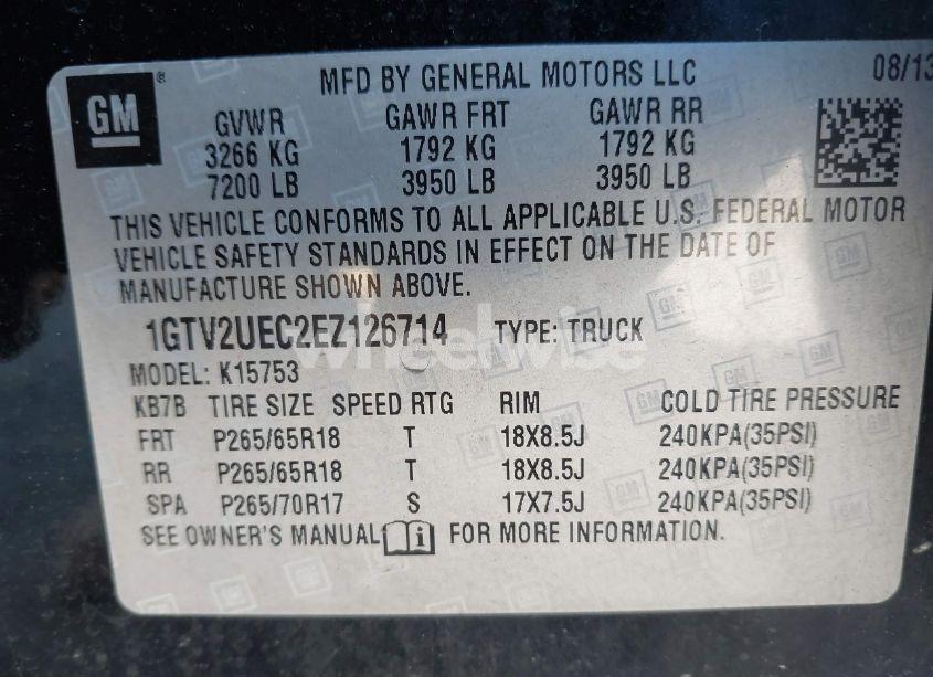 Photo 9 of 2014 Gmc Sierra 1500 SLE (VIN 1GTV2UEC2EZ126714)