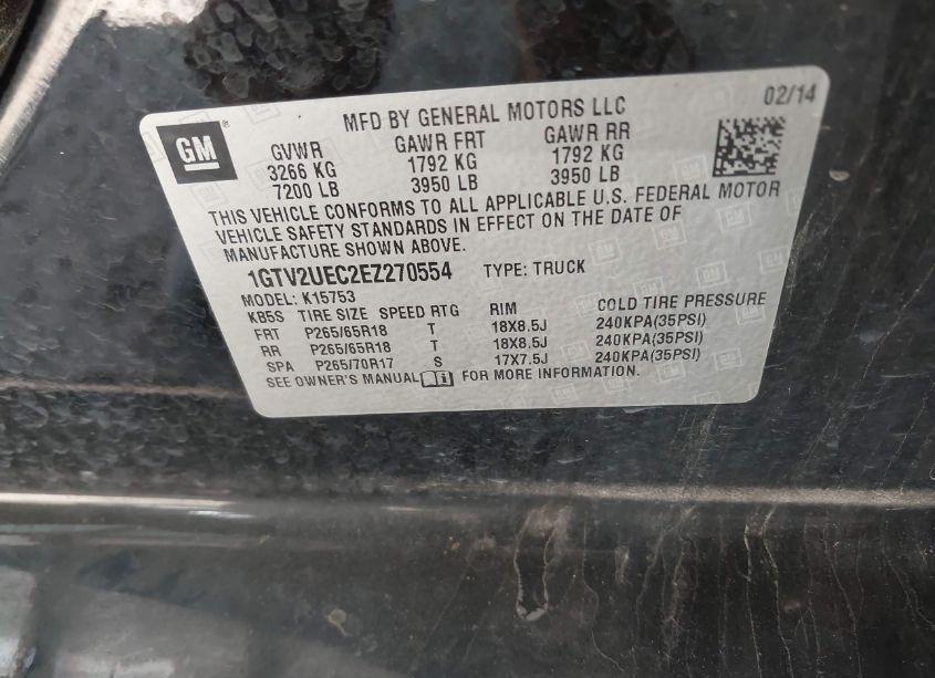 Photo 9 of 2014 Gmc Sierra 1500 SLE (VIN 1GTV2UEC2EZ270554)