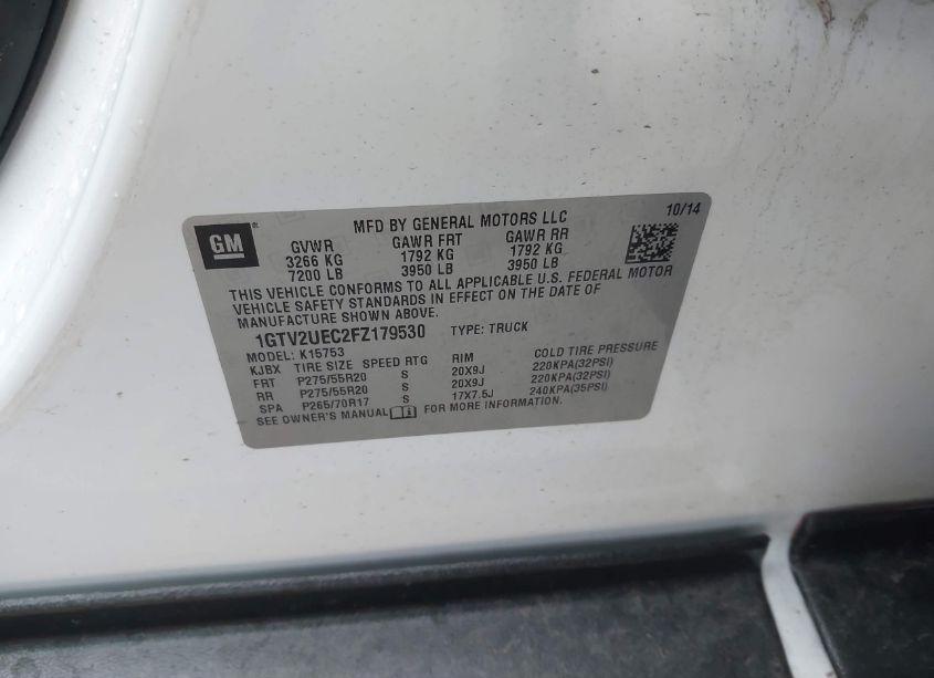 Photo 9 of 2015 Gmc Sierra 1500 SLE (VIN 1GTV2UEC2FZ179530)