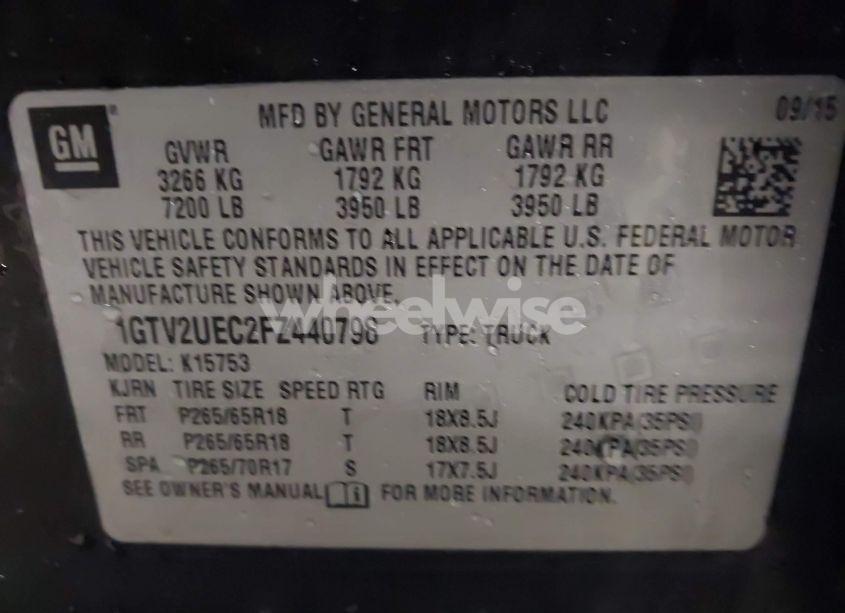 Photo 9 of 2015 Gmc Sierra 1500 SLE (VIN 1GTV2UEC2FZ440798)