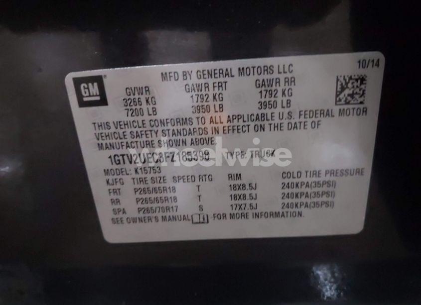 Photo 9 of 2015 Gmc Sierra 1500 SLE (VIN 1GTV2UEC3FZ185398)