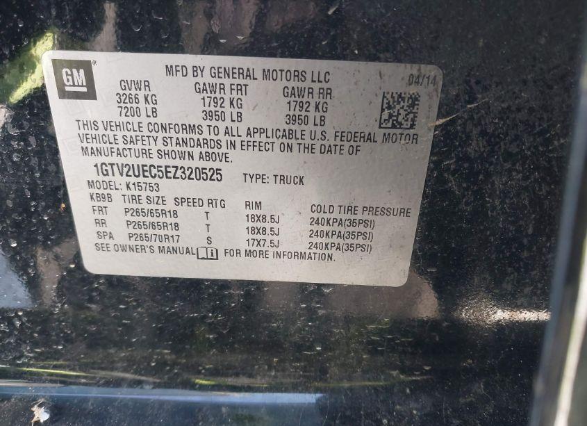 Photo 9 of 2014 Gmc Sierra 1500 SLE (VIN 1GTV2UEC5EZ320525)