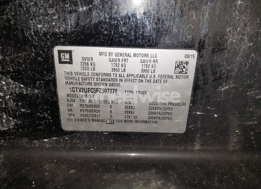 Photo 9 of 2015 Gmc Sierra 1500 SLE (VIN 1GTV2UEC5FZ397770)