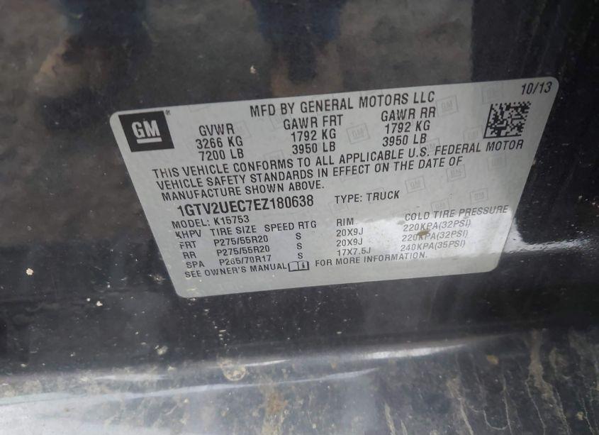 Photo 9 of 2014 Gmc Sierra 1500 SLE (VIN 1GTV2UEC7EZ180638)