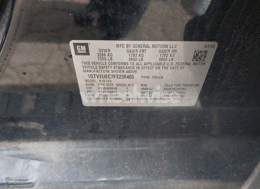 Photo 9 of 2015 Gmc Sierra 1500 SLE (VIN 1GTV2UEC7FZ236465)