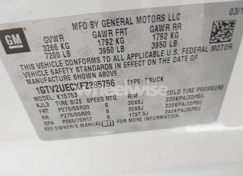 Photo 9 of 2015 Gmc Sierra 1500 SLE (VIN 1GTV2UECXFZ285756)