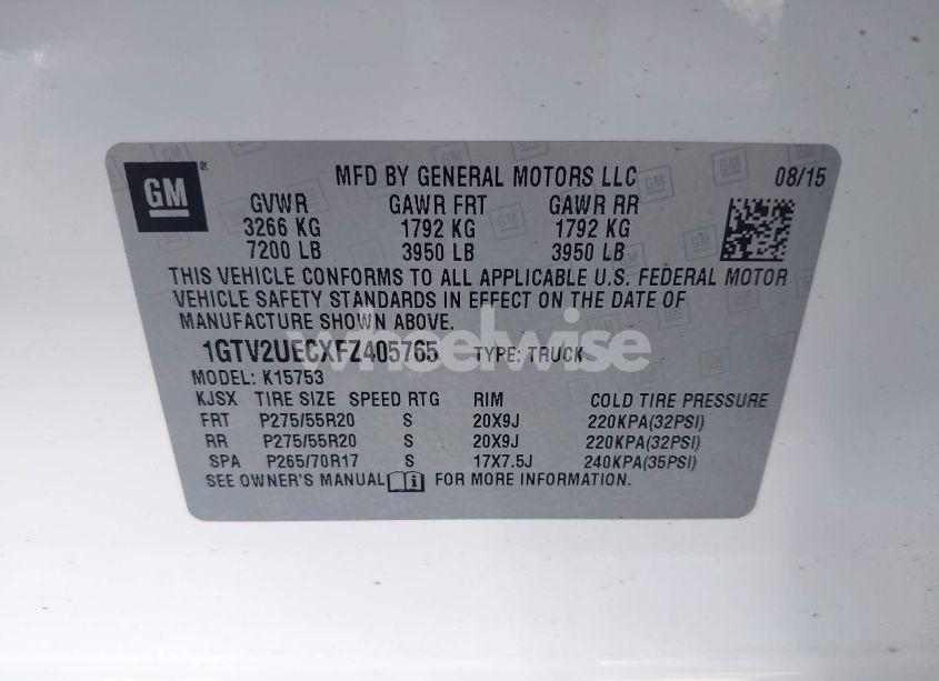 Photo 9 of 2015 Gmc Sierra 1500 SLE (VIN 1GTV2UECXFZ405765)