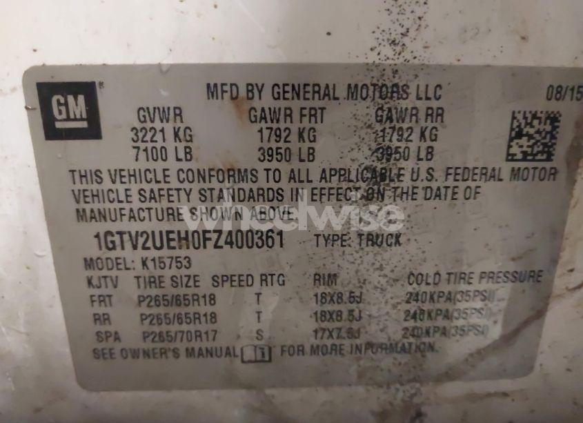 Photo 9 of 2015 Gmc Sierra 1500 SLE (VIN 1GTV2UEH0FZ400361)