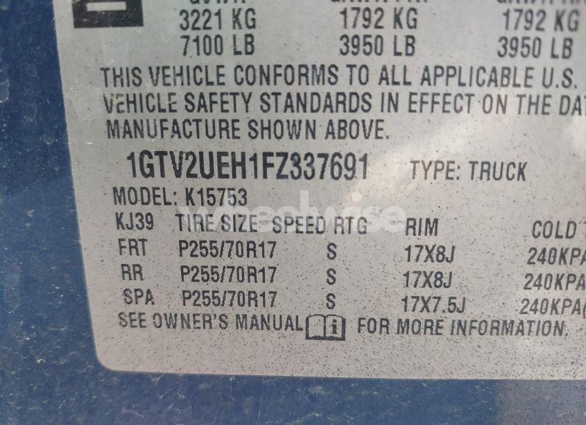 Photo 9 of 2015 Gmc Sierra 1500 SLE (VIN 1GTV2UEH1FZ337691)