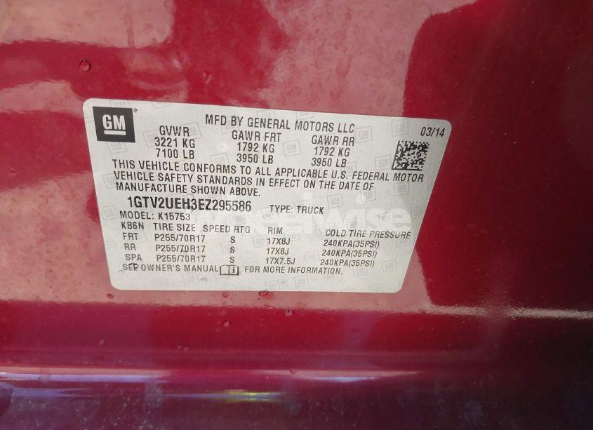 Photo 9 of 2014 Gmc Sierra 1500 SLE (VIN 1GTV2UEH3EZ295586)