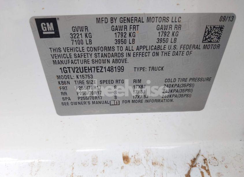 Photo 9 of 2014 Gmc Sierra 1500 SLE (VIN 1GTV2UEH7EZ148199)